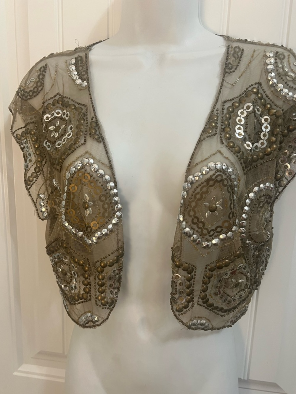 Beautiful vintage Embellished mesh bolero vest
